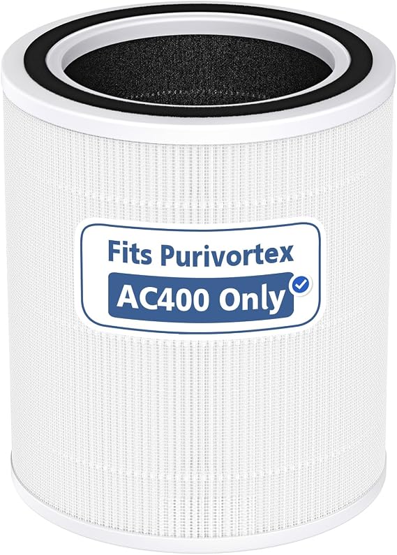 Purivortex AC400 Air Purifiers Multi-Effect HEPA Replacement Filter, 3-in-1 Filter, White