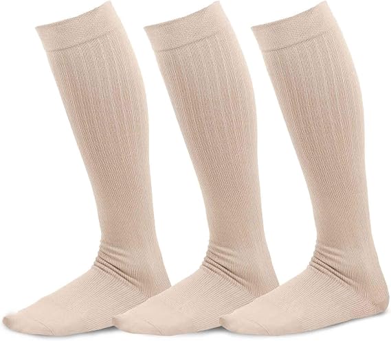 Athletic Sports Compression Socks in Viscose from Bamboo Microfiber Nylon Running Knee High Crew Low Cut for Women Men 3Pair