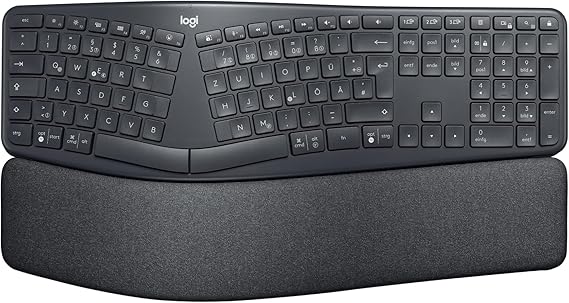 Logitech ERGO K860 Wireless Ergonomic Keyboard - Split Keyboard | Wrist Rest, Natural Typing, Stain-Resistant, Bluetooth, USB, Windows/Mac, QWERTY English Layout
