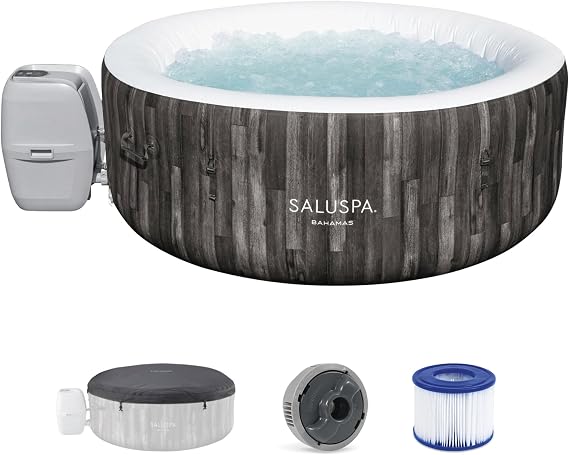 Bestway SaluSpa Bahamas 2-4 Person Inflatable Hot Tub, Round Energy-Efficient Portable Spa with 120 AirJets, 71" x 26"