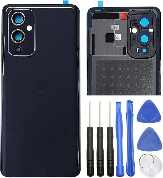 Ubrokeifixit for OnePlus 9 Housing Rear Panel Back Glass Door Cover Replacement for OnePlus 9 6.55"(NOT for 1+9R 6.55",NOT for 1+9 Pro 6.7") (1+9/Black)