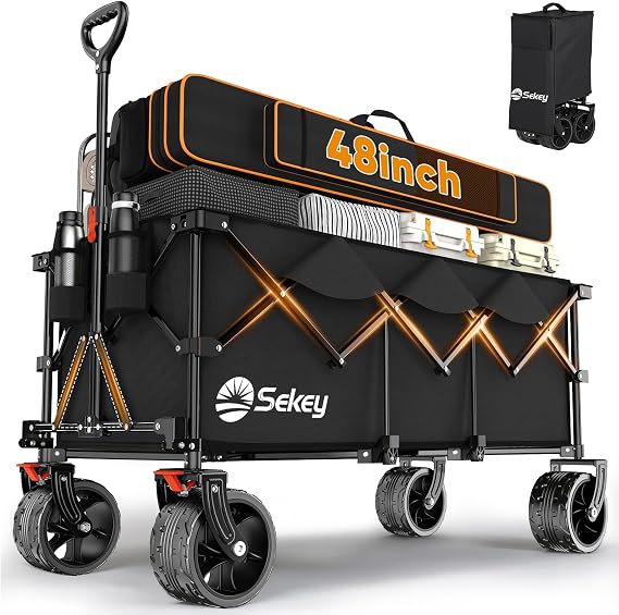 Sekey 300L Extended Collapsible Wagon, 660 lb Capacity, 48 in Long