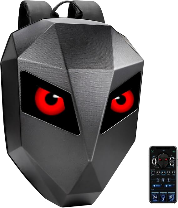 LED Motorcycle Backpack, LED Knight Backpack with App Control Programmable Full Color Screen, Large Capacity Hard Shell Waterproof Helmet/Laptop Backpack