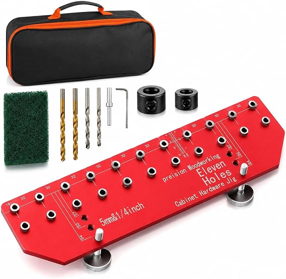 TRULYWIN Shelf Pin Jig, 11-Hole Aluminum Cabinet Drilling Guide