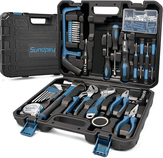 Sundpey 148-Piece Portable Basic Hand Home Tool Kit Set with Storage Case
