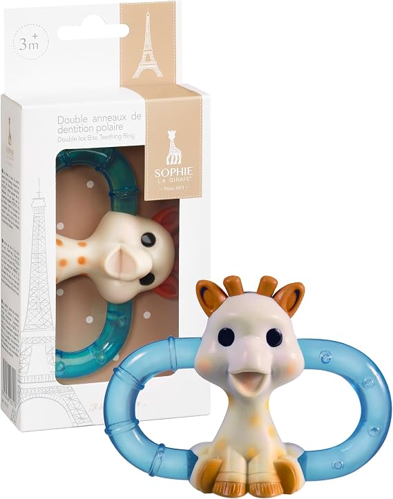 Sophie la girafe Double Ice Bite Teething Ring, Cold Soothing Baby Teether with Easy to Grip Design. for Babies and Toddlers Ages 3m+