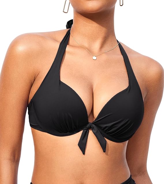 DOBREVA Women's Underwire Push Up Bikini Top