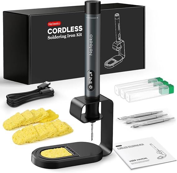 Nefeeko Cordless Soldering Iron Kit, Rechargeable Soldering Iron with Stand