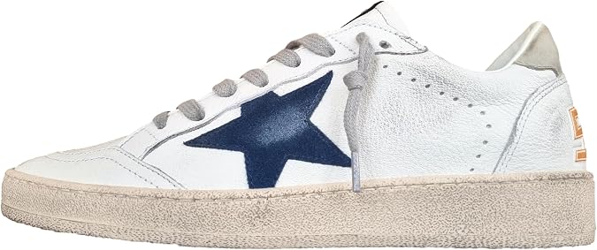 Golden Goose Vintage Ball Star Men's Shoes Leather 11660 White and Blue