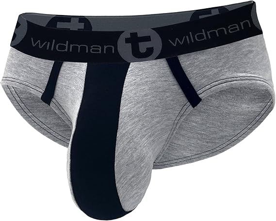 Wildmant Stretch Cotton Big Boy Pouch Brief Gray/Black