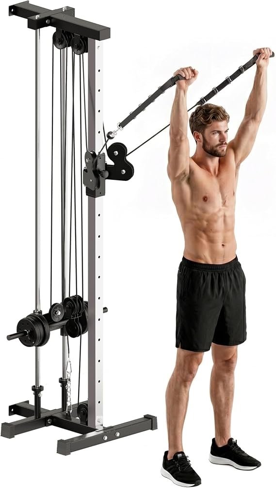 SPORTNOW Wall Mount Cable Machine 15 Positions Adjustable for Home Gym