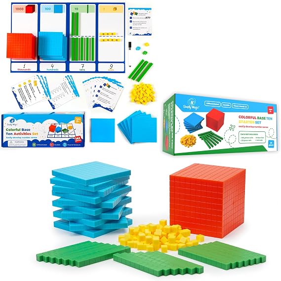 Simply magic 131 PCS Base Ten Blocks & 141 PCS Base Ten Blocks for Math
