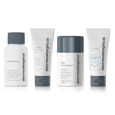 Dermalogica Discover Healthy Skin - Get to know each other set Cleanses smooths moisturises. Starter set with cleansing exfoliating precleanse and moisturiser for all skin types.
