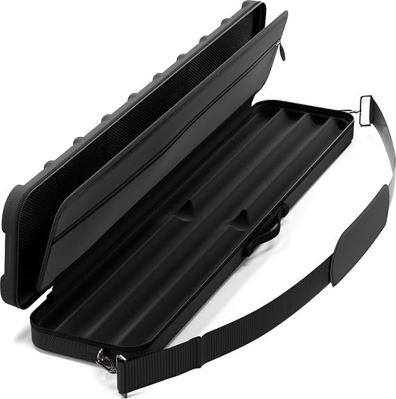 Casemaster Parallax Guard 2x2 Billiard Cue Case, Holds 2 Butts and 2 Shafts, Foam-Padded Pool Stick Case, Water-Resistant 600D Oxford, Zippered Pockets, Rubberized Handle