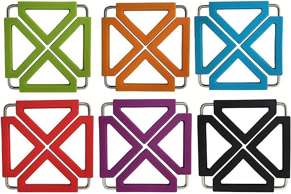 Tenta Kitchen Silicone & Stainless Steel Hot Pot Holder, Trivet Mat for Home Kitchen, Non-Stick/Non-Slip, Insulated, for Table Pad, Bowl Mats, Iron pot, Plate and Coasters
