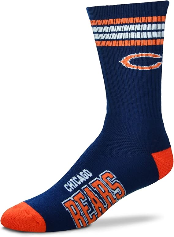 For Bare Feet Youth Chicago Bears 4-Stripe Deuce Quarter-Length Socks