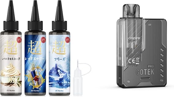①電子タバコ用 リキッド 3風味 180ml②Aspire Gotek Pro Kit 電子タバコ スターターキット