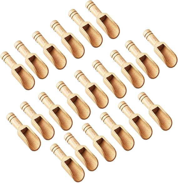 Arroyner 20 PCS Mini Wooden Spoon Mini Bamboo Spoons Small Bath Salt Spoon Small Spice Spoons for Sugar Scrubs, Spices, Bath Salts, Cooking