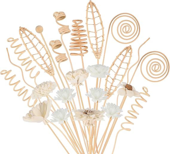 Queekay 32 Pcs Reed Diffuser Sticks Set Fragrance Replacement, Wooden Color