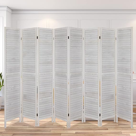 ECOMEX 8 Panel Wood Room Divider 5.6ft.Tall Folding Privacy Screen Panels, Room Divider Wall, Divider for Room Separation, Partition Room dividers and Effectively Block Sight(White)