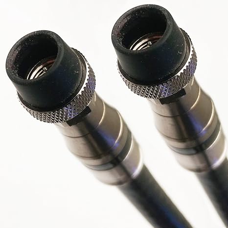 PHAT SATELLITE 125ft Black 3X Shields 14AWG 75 Ohm Gel Coated Braid Direct Burial RG11 Underground COAXIAL Cable Belden PPC Anti-Corrosive Weather Boot CONNECTORS Cut to Order Assembled in USA INTL