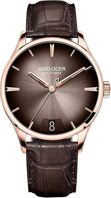 AGELOCER Men's Top Brand Luxury Mechanical Automatic Calendar Power Reserve 42H Analog Stainless Steel Dress Fashion Watch
