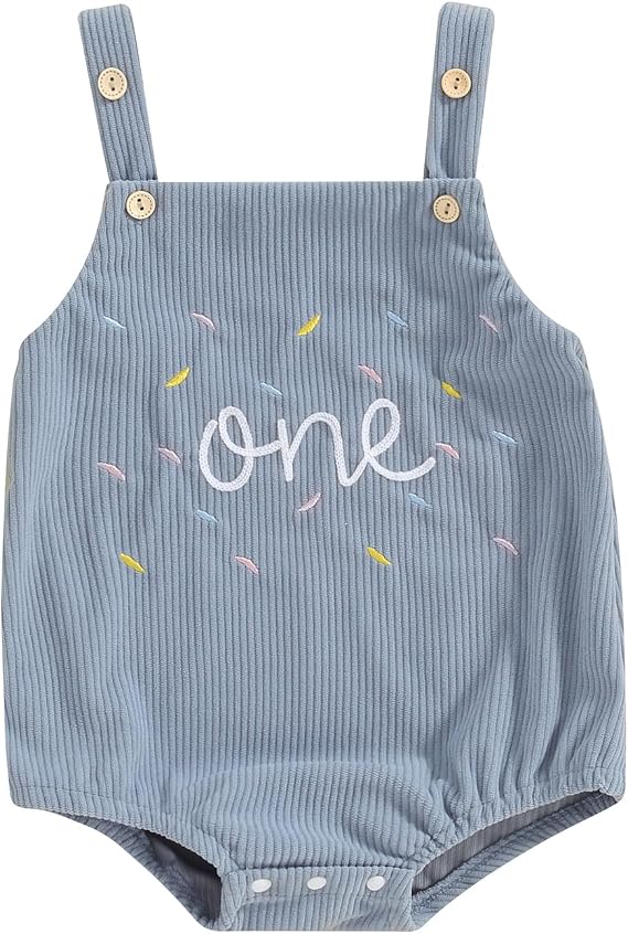 Baby Boys Girls 1st Birthday Romper Baby First Birthday Outfit Boy One Solid Color Jumpsuit Cake Smash Outfit