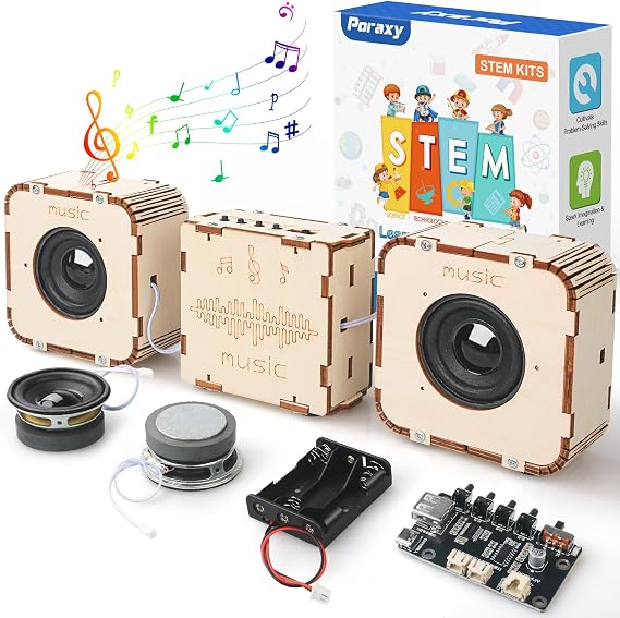Poraxy STEM Toys for Boys Age 8-13, Build Your Own Bluetooth Speaker, Science Kits for Kids 8-12, Electronic Experiment DIY Building Projects, Gifts for Adult Teen Boy Girl 9 10 11 13 14 15 16