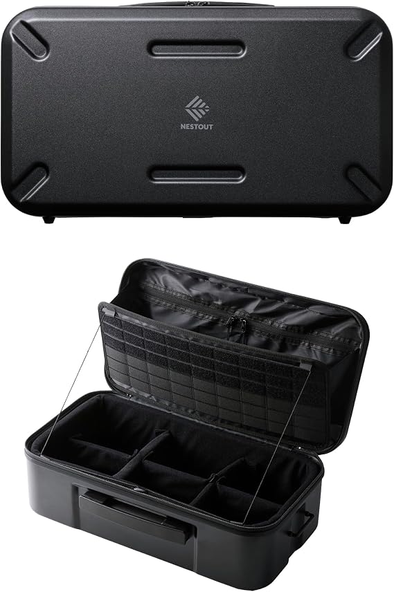 ELECOM NESTOUT Gear Storage Case, Lightweight Hard Shell Organizer, Water-Resistant, Stackable Organizer with Padded Dividers, Fits Cameras & Accessories Travel Outdoor Tech Accessories