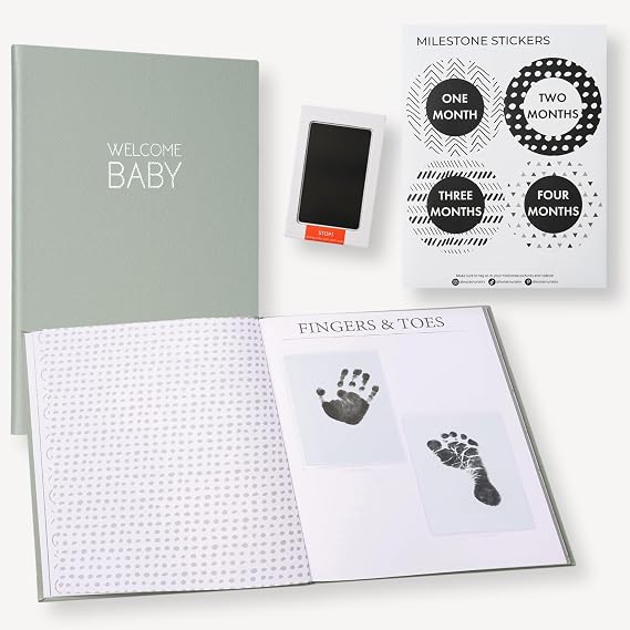 Nora's Nursery Baby Memory Book for Girl or Boy - 60-Page Keepsake with Faux Leather Cover - Essential Baby Album for New Parents to Capture Your Childs First 5 Years