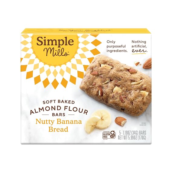 Simple Mills Almond Flour Soft Snack Bars, Nutty Banana, 1pk, 5ct, 1.19oz