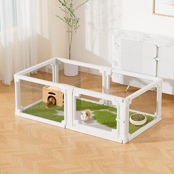 BUCATSTATE Acrylic Guinea Pig Cages 15.8" H, 7.8 sq ft Large Guinea Pig Playpen, Tool-Free Rabbit Cage Indoor