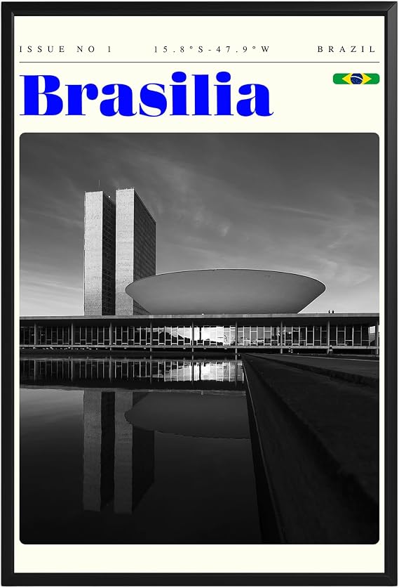 Brasilia Brazil Travel Poster Cityscape Photography Wall Art Print, Destination Pictures Decor for Home Office, Living Room, Bedroom, Bathroom, Kitchen, Wanderlust Gift for Travelers (Unframed)