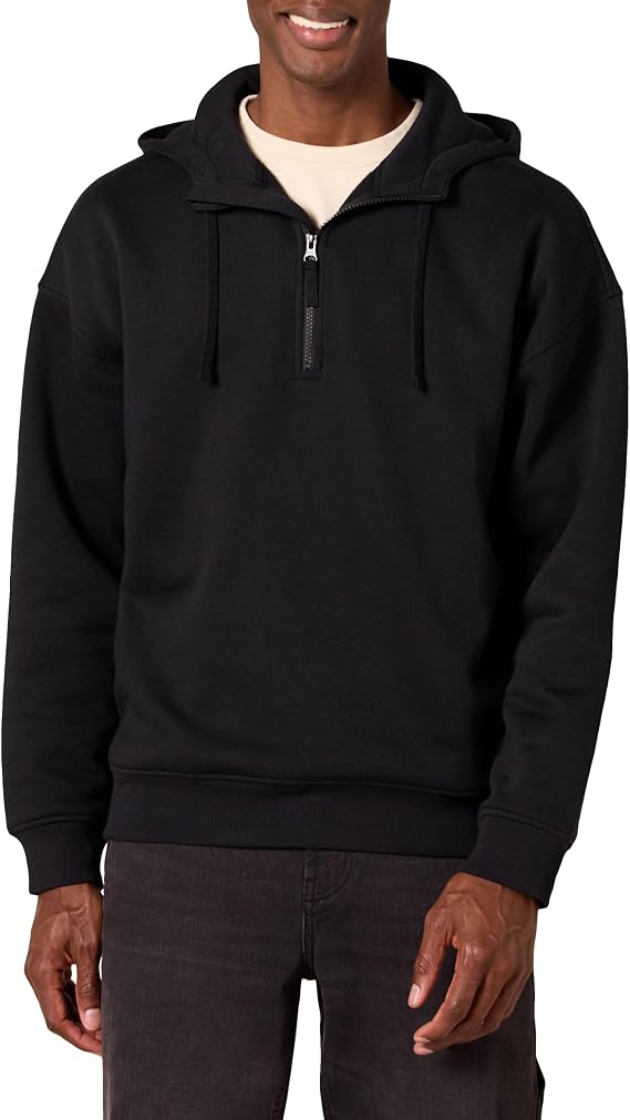 Amazon Essentials Men's Quarter-Zip Oversized-Fit Hoodie Sweatshirt