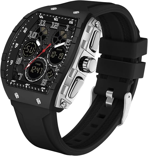 Rectangular Men's Watch White Men's Watches Digital Analogue Watch Chronograph