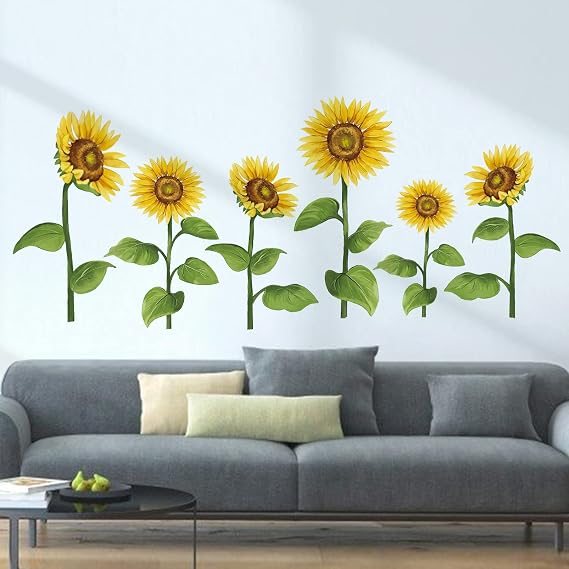 decalmile 6 Sunflower Garden Flower Wall Decals Stickers