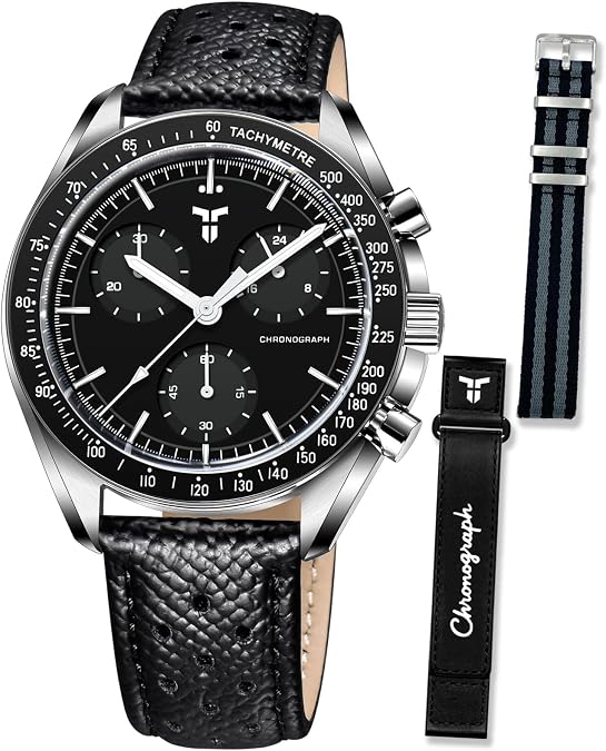 Chronograph Watch for Men 40mm Stainless Steel Sport Chronograph