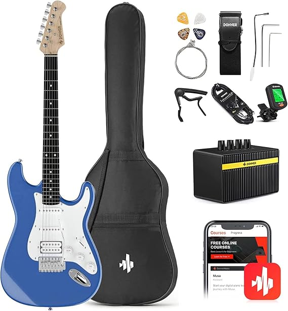 Donner DST-100T Elektro Gitar Seti (Lake Blue)