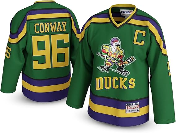 Charlie Conway #96 Mighty Ducks Kids Jersey 90s Movie Ice Hockey Shirt with Stitched Letters, Youth Sizes SXL