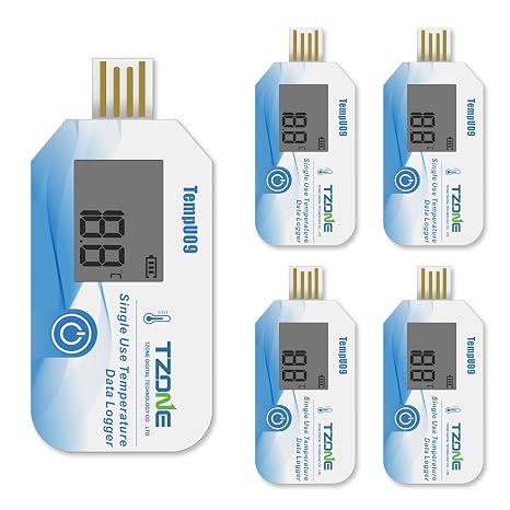TZONE Digital Temperature Data Logger Disposable Temp Recorder USB 5 Packs