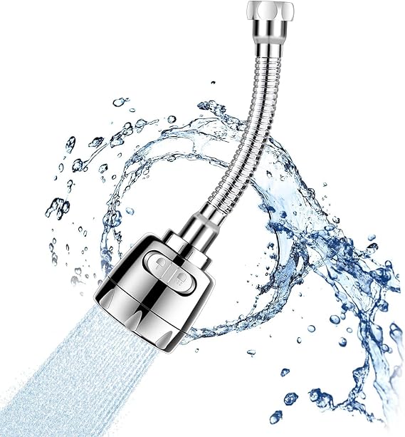Sink Faucet Attachment, Movable Kithchen Faucet Head 360 Rotatable Faucet Sprayer Head Replacement Water Saving Faucet Extender,Anti -Splash,3 Modes, Chrome Faucet Head for Kitchen and Bathroom