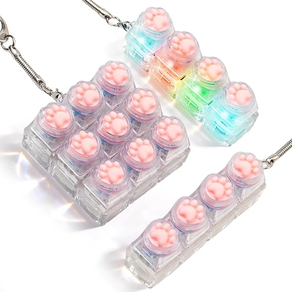 3Pack Keyboard Fidget Keychain, Cat Paw Clicky Stress Relief Fidget Clicker