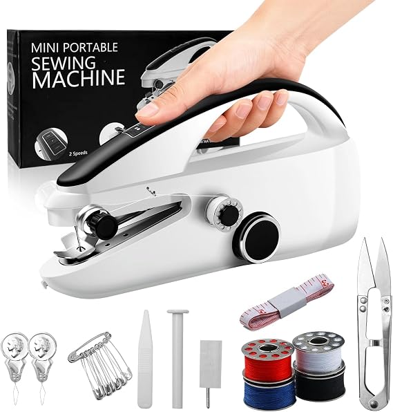 Handheld Sewing Machine,Two dear,Mini sewing machine,Easy to Use for Beginners and Fast Stitch Suitable for Clothes,Fabrics (Black)