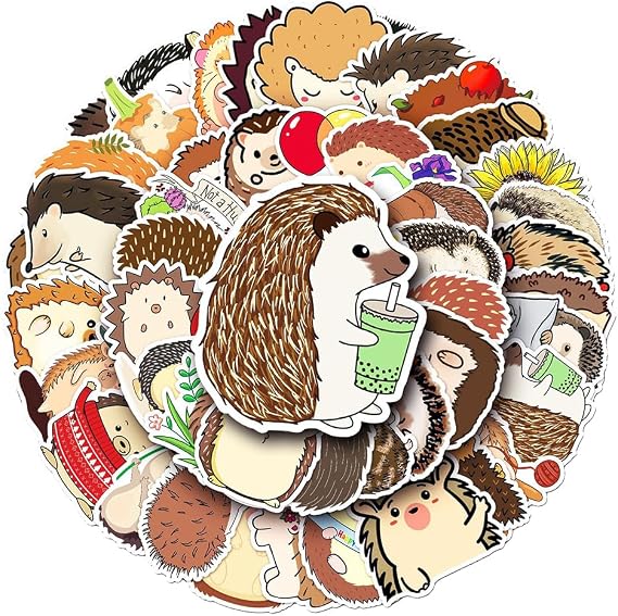 50 PCS Waterproof Cute Cartoon Hedgehog Vinyl Stickers Pack