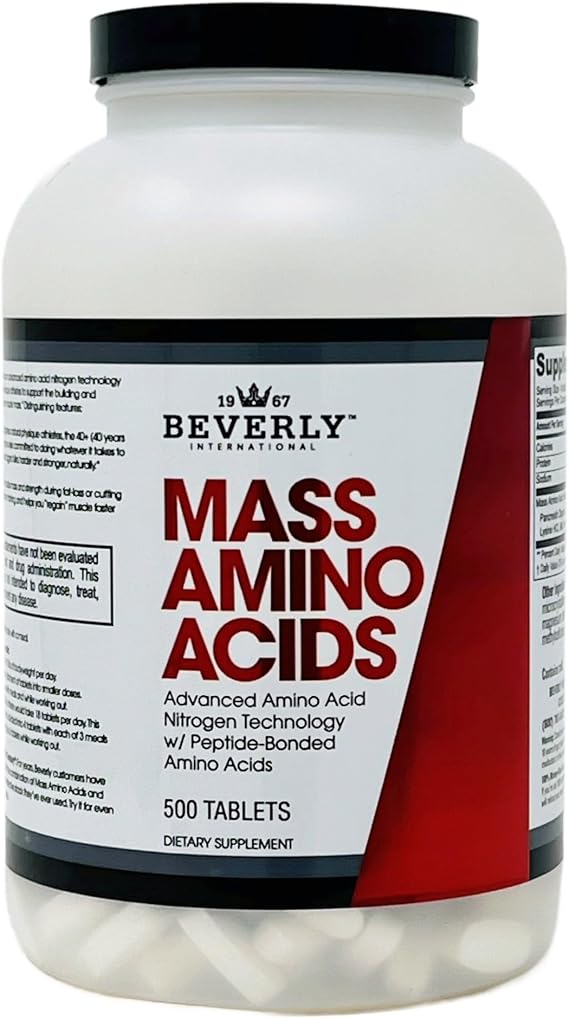 Beverly International Mass Amino Acids, 500 Tablets, Complete Amino Profile