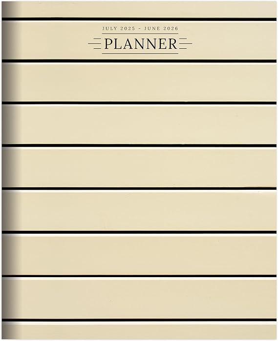 TF Publishing July 2025 - June 2026 Ebony and Ivory Medium Monthly Planner - 12 Month Academic Planner 2025-2026 with 2-Page Spreads, Monthly Calendar Grids and Planning Prompts - 6.5 in x 8 in