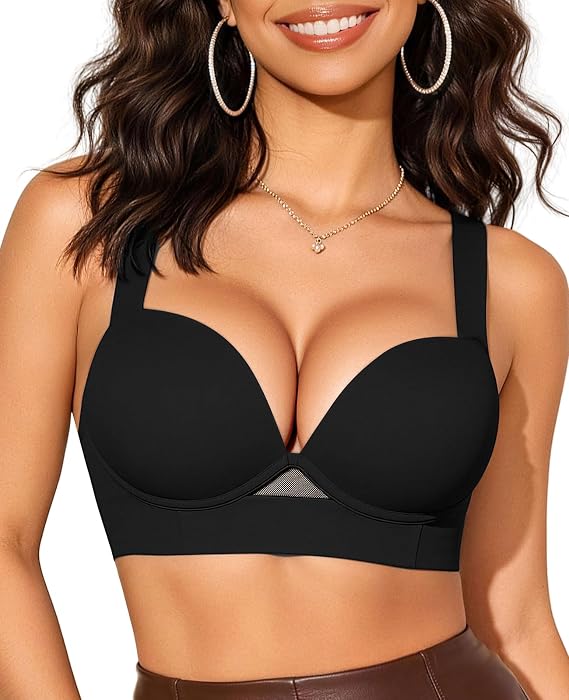 Upushall Padded Push Up Bra Add 2 Cups Longline T Shirt Everyday