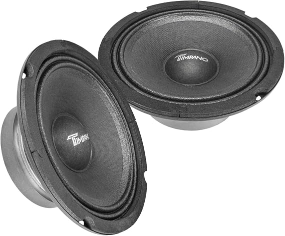 Timpano TPT-M6-4 6.5 Inch Car Speakers, 4 Ohm, 200 Watts Max Power, OEM Replacement Car Speaker, Easy to Install Without Amplification (Pair)