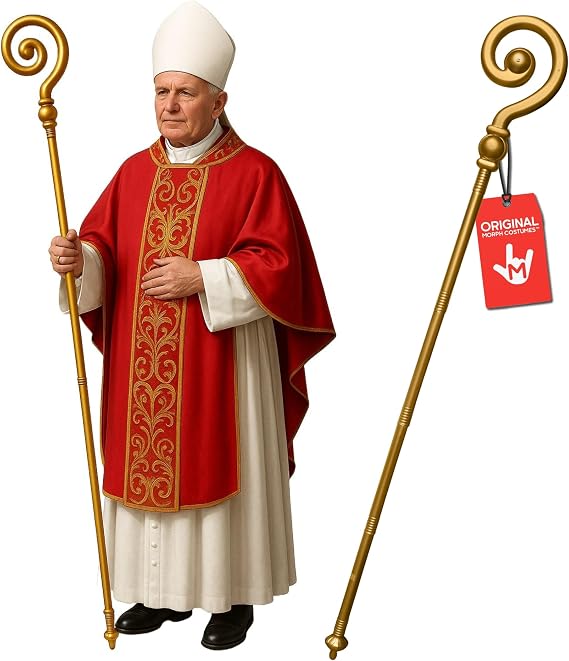 Nicky Bigs Novelties Shepherd Staff, Gold 54in Saint Nicholas Costume