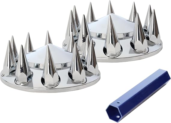 Front Axle Wheel Cover for Semi Truck,ABS Chromed,2pcs with Lug nut Tool.
